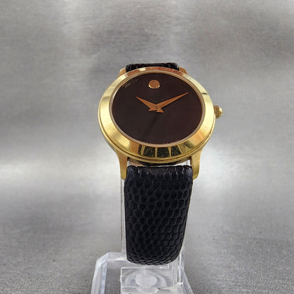 Movado Museum Watch Women 26mm Black Dial Gold Tone Round 87 E4 0814 New Batt5
