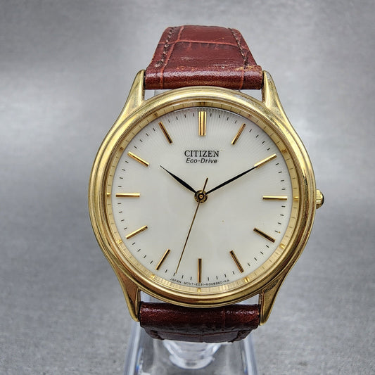 Citizen EcoDrive Watch Men 34mm White Dial Gold Tone Round E031K006023 Runs0