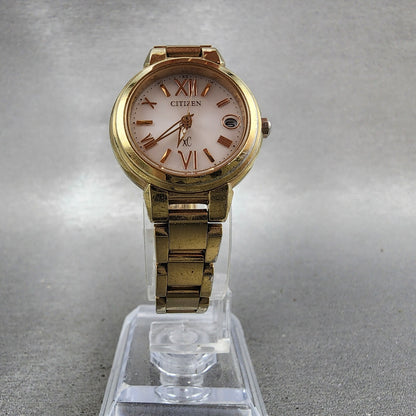 Citizen EcoDrive Xc Watch Women 25mm Pink Dial Gold Tone Runs H058T0165616