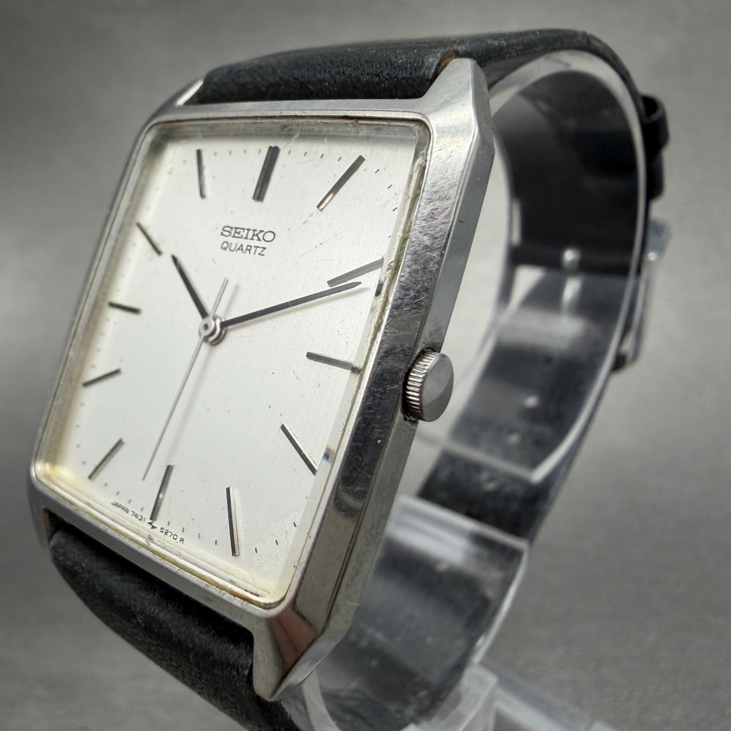 Seiko Tank Watch Men 27mm Silver Dial Silver Tone Rectangle 7431-5210 NewBattery2
