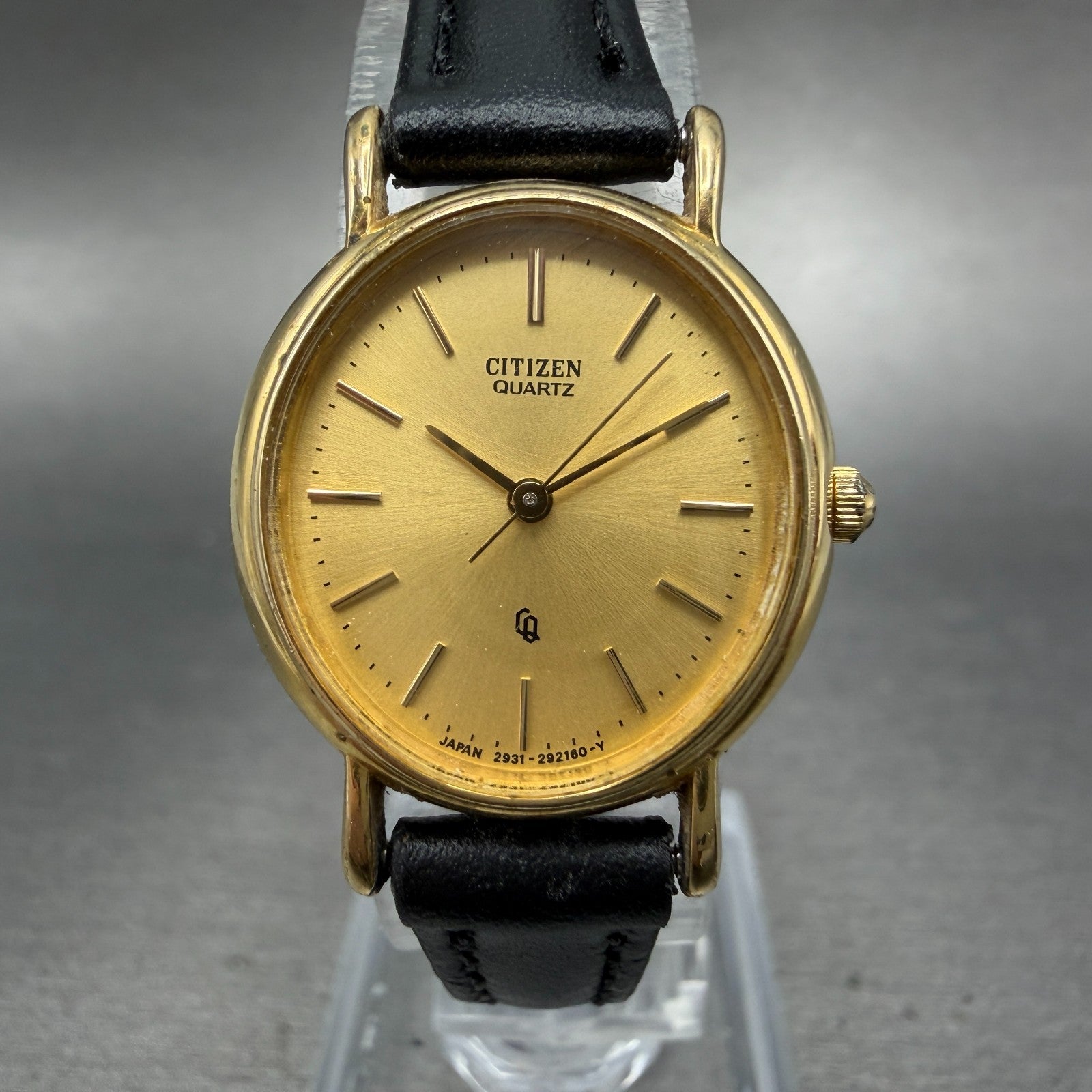 Citizen CQ Watch Women 22mm Gold Dial Gold Tone Oval 2931-291611 New Battery0