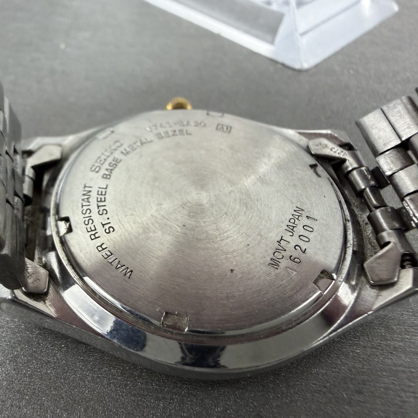 Seiko Watch Men 37mm Blue Dial Two Tone Daydate Round V7438a20 New Battery9