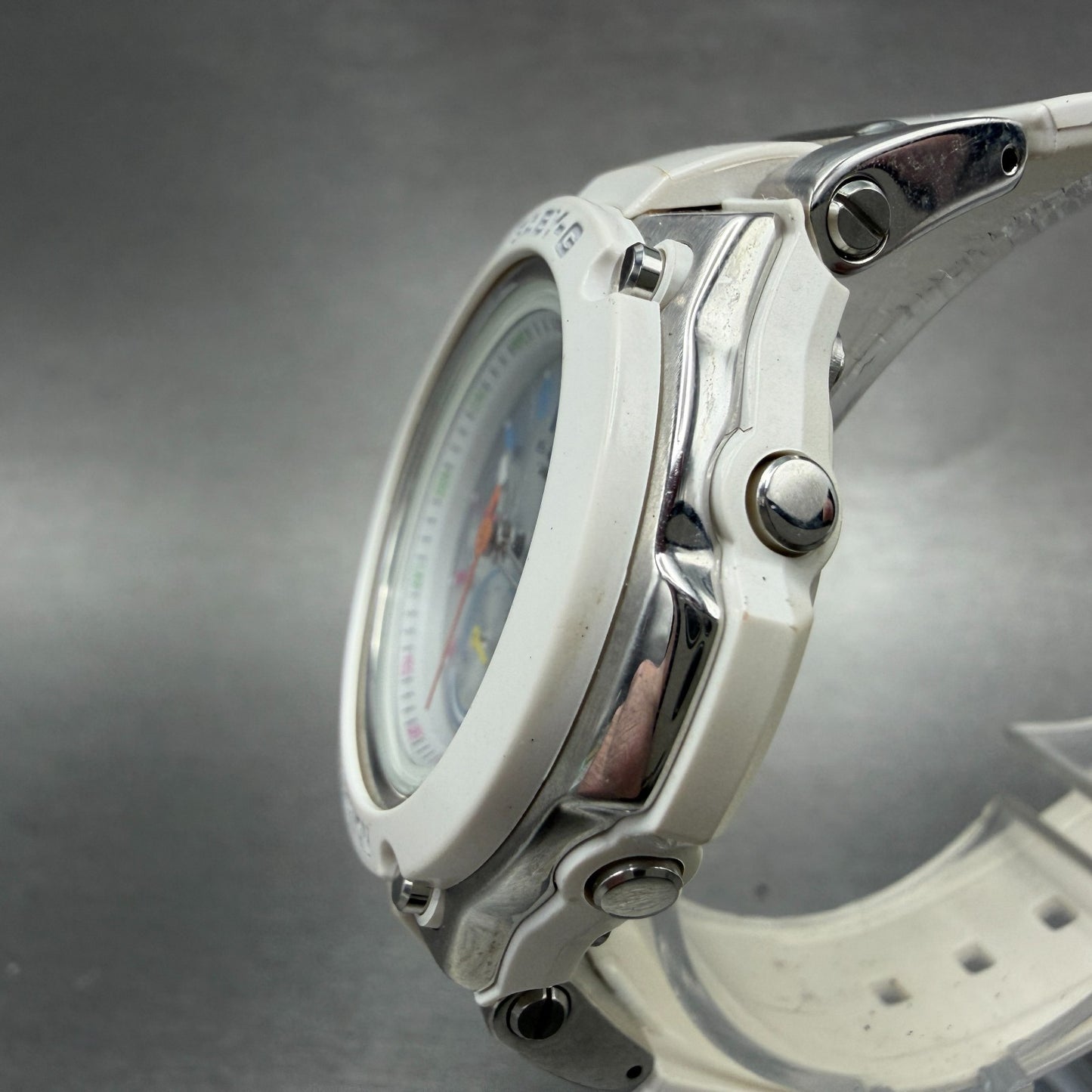 Casio BabyG Watch Women 41mm Silver Dial White Tone Round Solar BGA1400 Works2