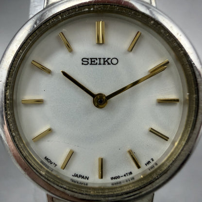 Seiko Watch Women 21mm White Dial Two Tone Round 1N00-1E09 New Battery ABR1