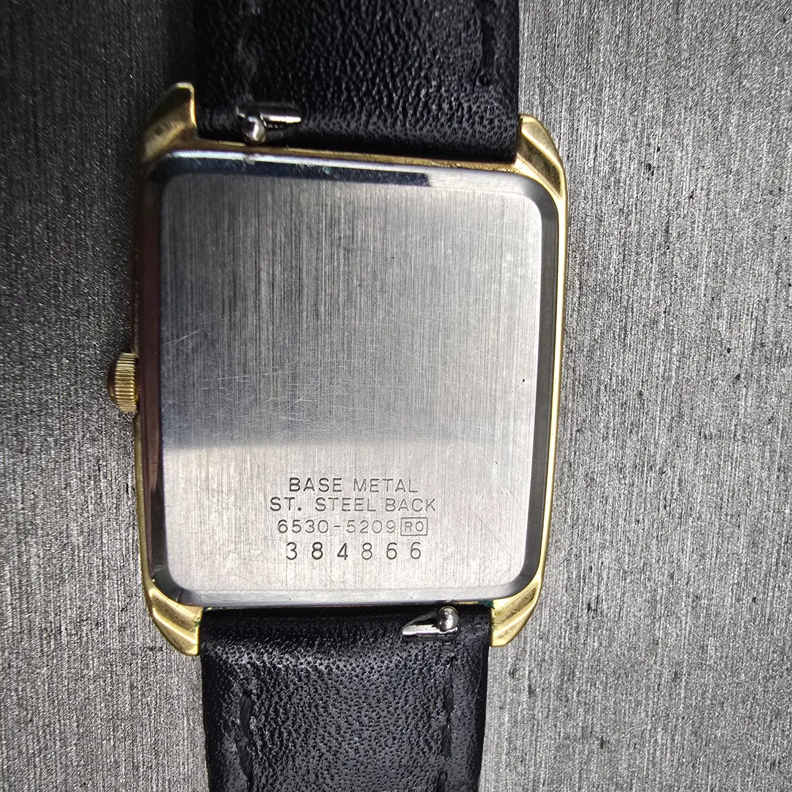 Seiko Watch Men 26mm Gold Dial Gold Tone Rectangle 6530-5209 New Battery Vintage10