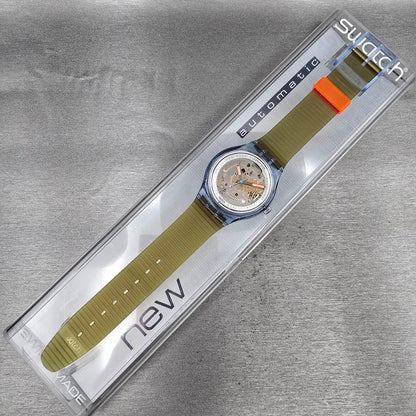Swatch Automatic Blue Matic Watch Men 36mm Skeleton Dial Blue Case SAN100 NOS15