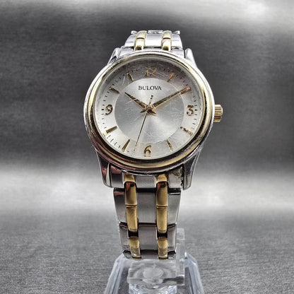 Bulova Watch Women 30mm Silver Dial Two Tone Round 98L218 New Battery5