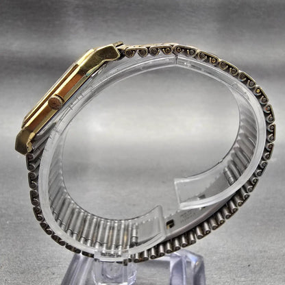Seiko Watch Men 26mm Cream Dial Gold Tone Rectangle 7430-5409 New Battery VTG6