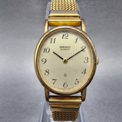 VTG Seiko Watch Women 22mm Champagne Dial Gold Tone Oval 23205290 New Battery0