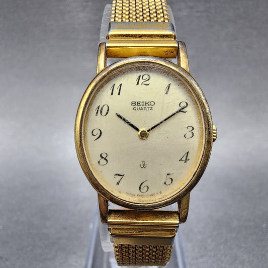 VTG Seiko Watch Women 22mm Champagne Dial Gold Tone Oval 23205290 New Battery0