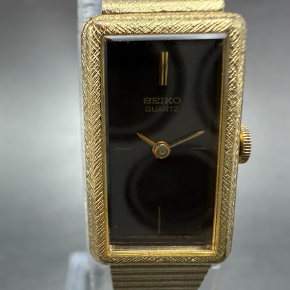 Seiko Tank Watch Women 13mm Brown Dial Gold Tone Rectangle 1320-5299 New Battery1