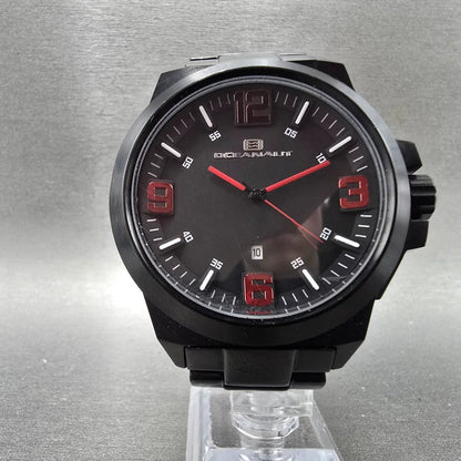 Oceanaut Armada Watch Men 49mm Black Dial Black Red Round OC7312 New Battery5