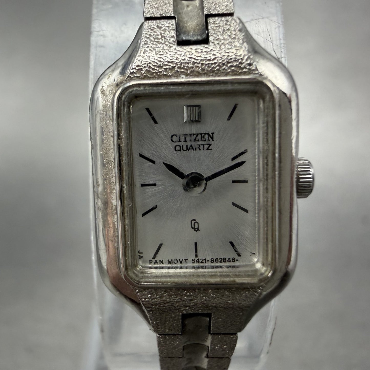 Citizen CQ Watch Women 13mm Silver Dial Silver Tone Rectangle New Battery TDW1
