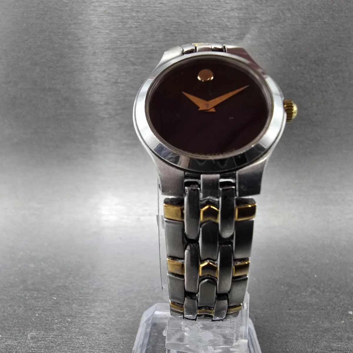 Movado Museum Watch Women 24mm Black Dial Two Tone Round 81-E4-1832 New Batt 565