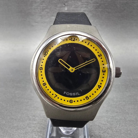 Fossil Big Tic Sport Line Watch Men 38mm Yellow Dial Silver Tone JR-7849 New Bat0