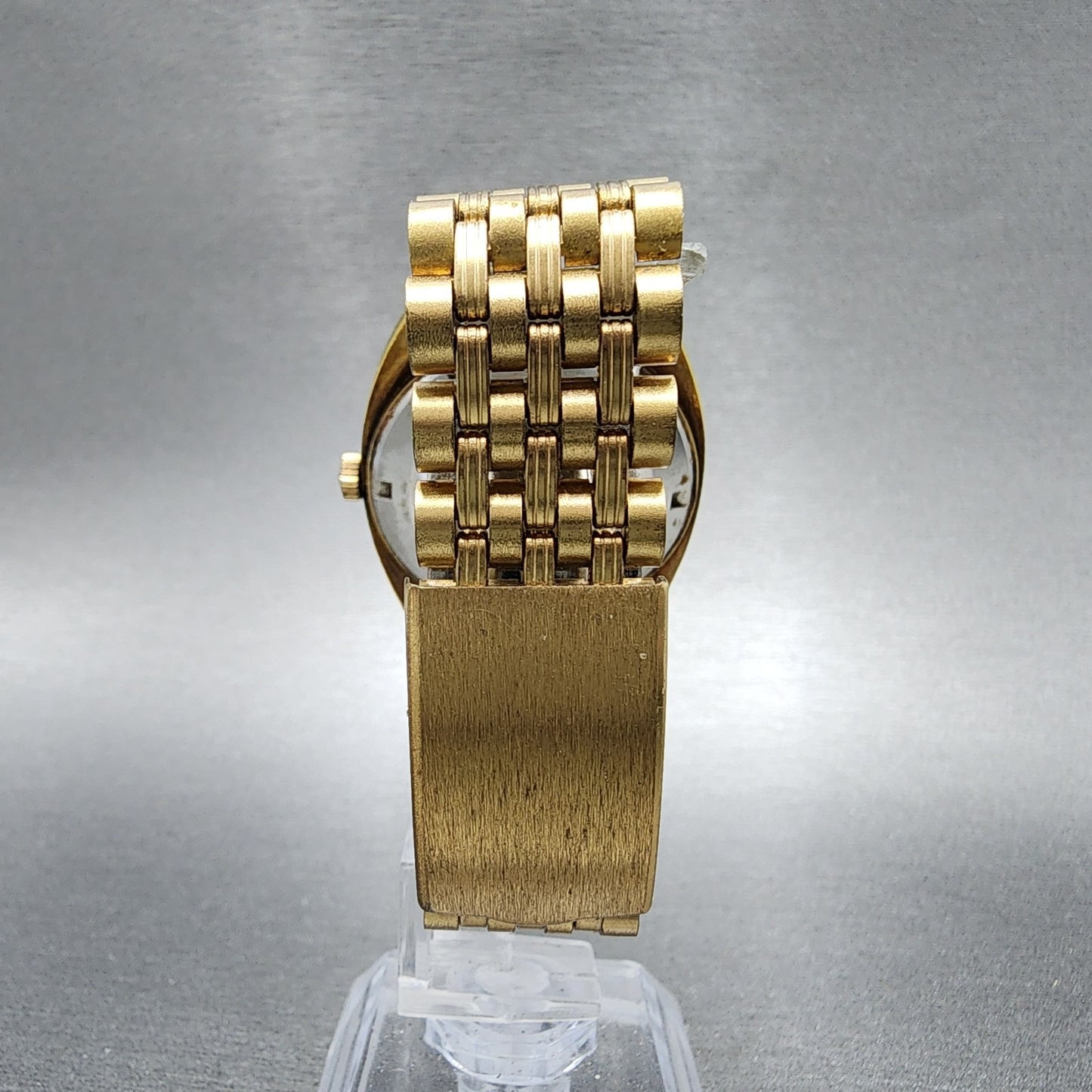 Cyma Navy Star Watch Men 35mm Brown Dial Gold Tone Date Automatic Cushion Runs