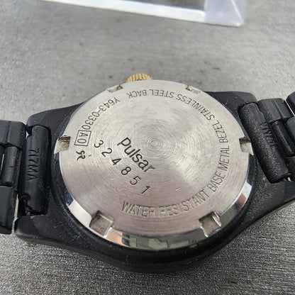 Pulsar Watch Women 25mm Black Dial Black Tone Daydate Round Y6430330 New Batt9