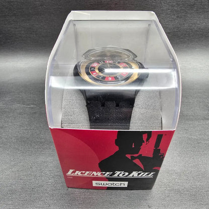 Swatch James Bond License to Kill Watch Men 44mm Gold Dial SUDB103 New Batt NOS7