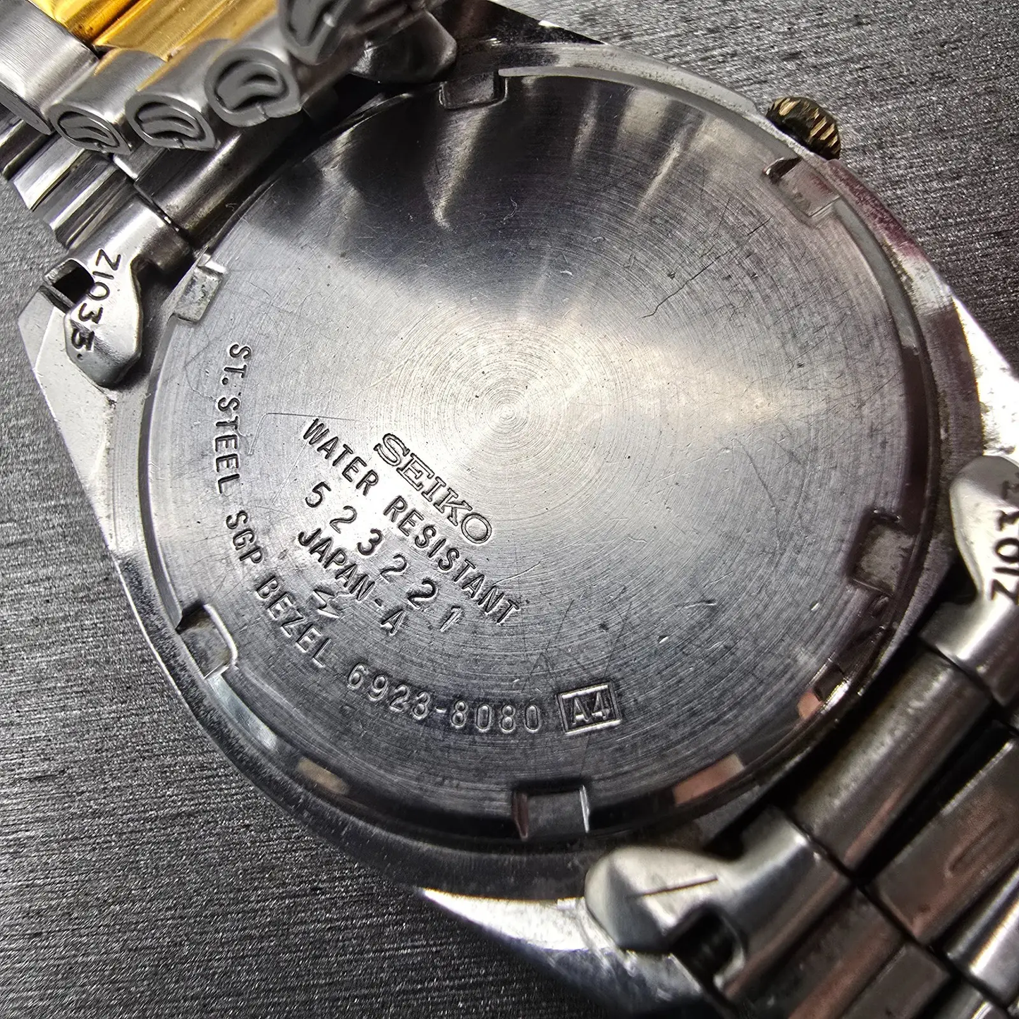 Seiko SQ President Watch Men 35mm Silver Dial Two Tone Daydate 6923-8080 New Bat10