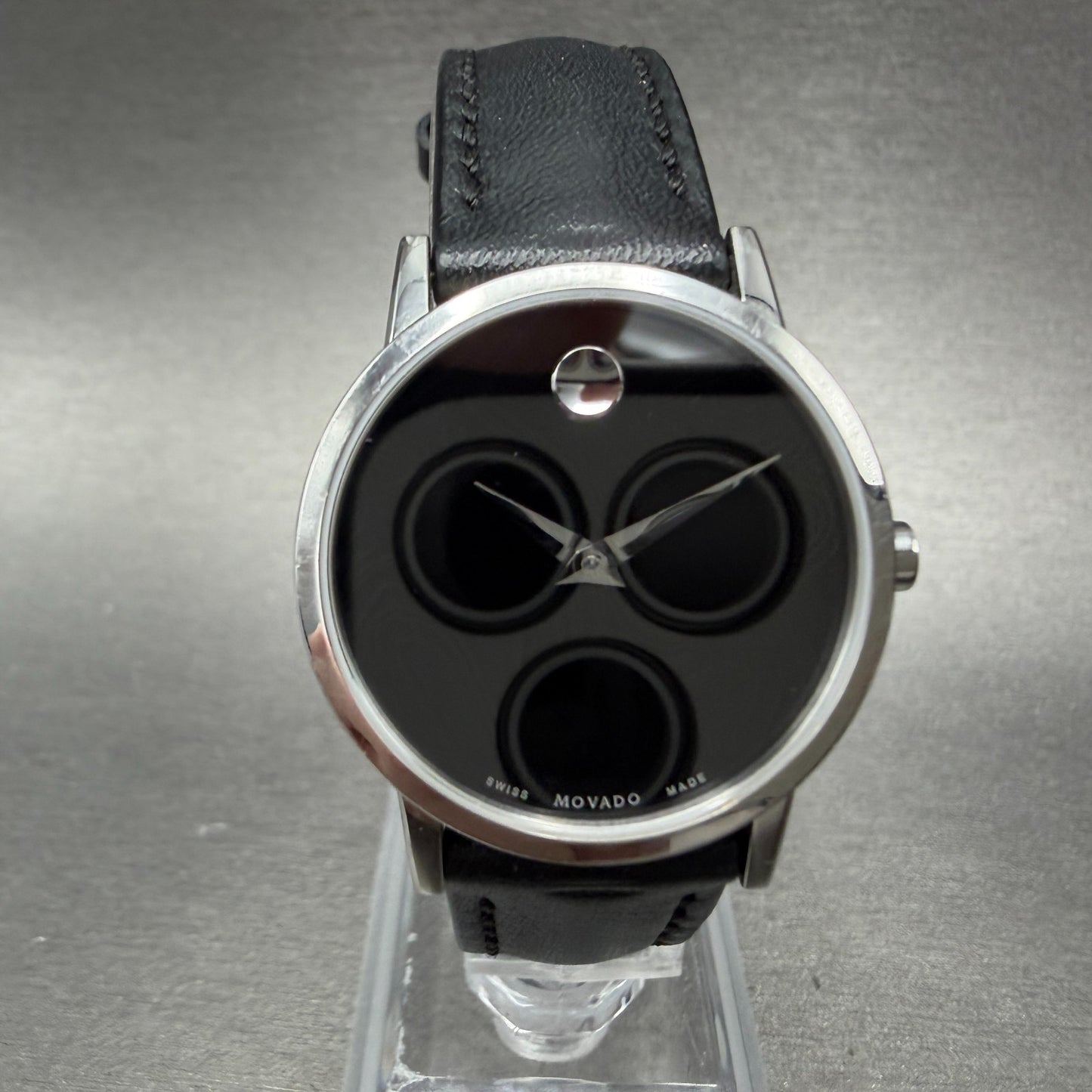 Movado Museum Watch Women 28mm Black Dial Steel Round 0607274 New Battery1