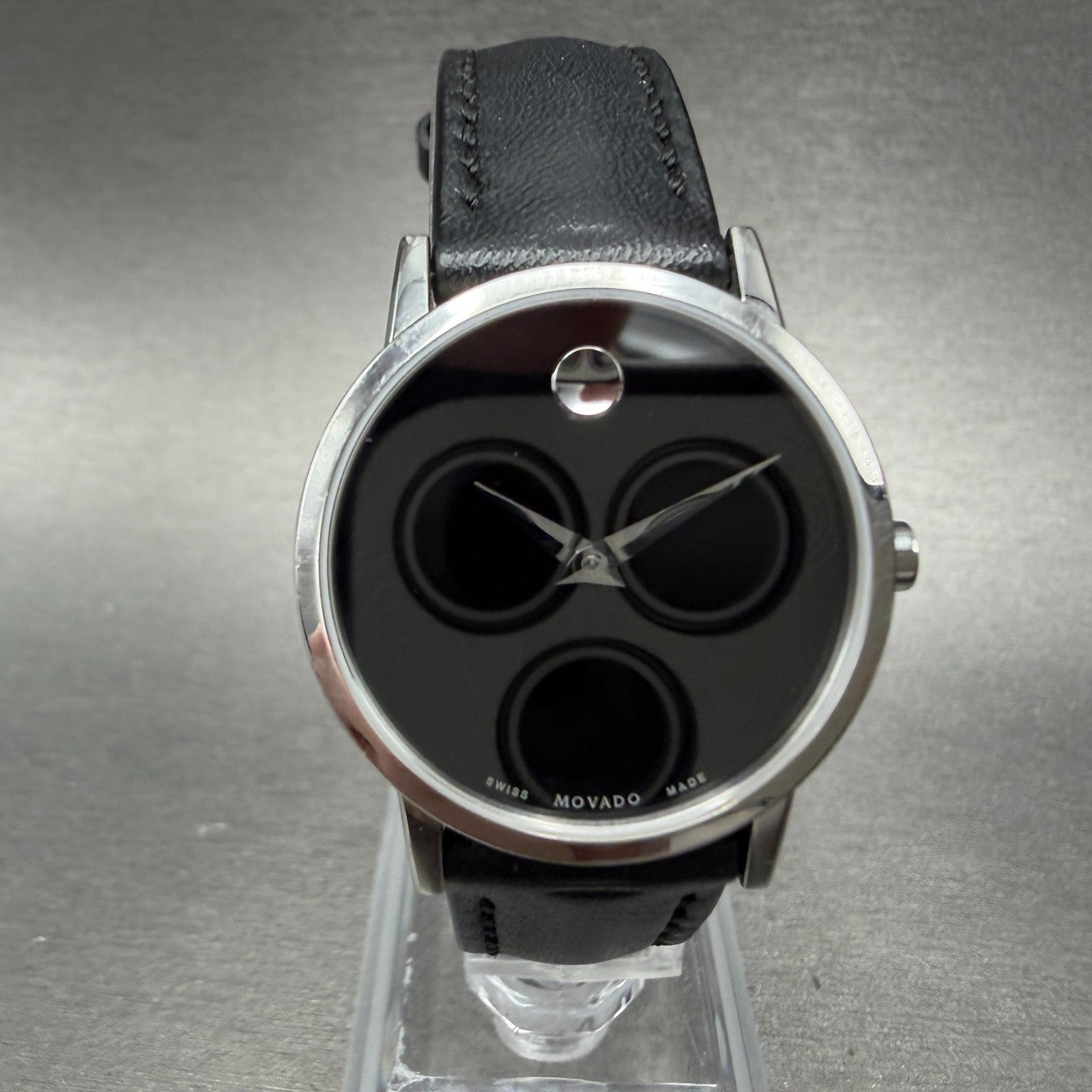 Movado Museum Watch Women 28mm Black Dial Steel Round 0607274 New Battery1