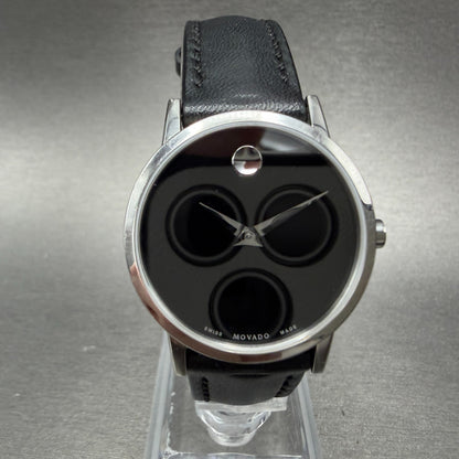 Movado Museum Watch Women 28mm Black Dial Steel Round 0607274 New Battery1