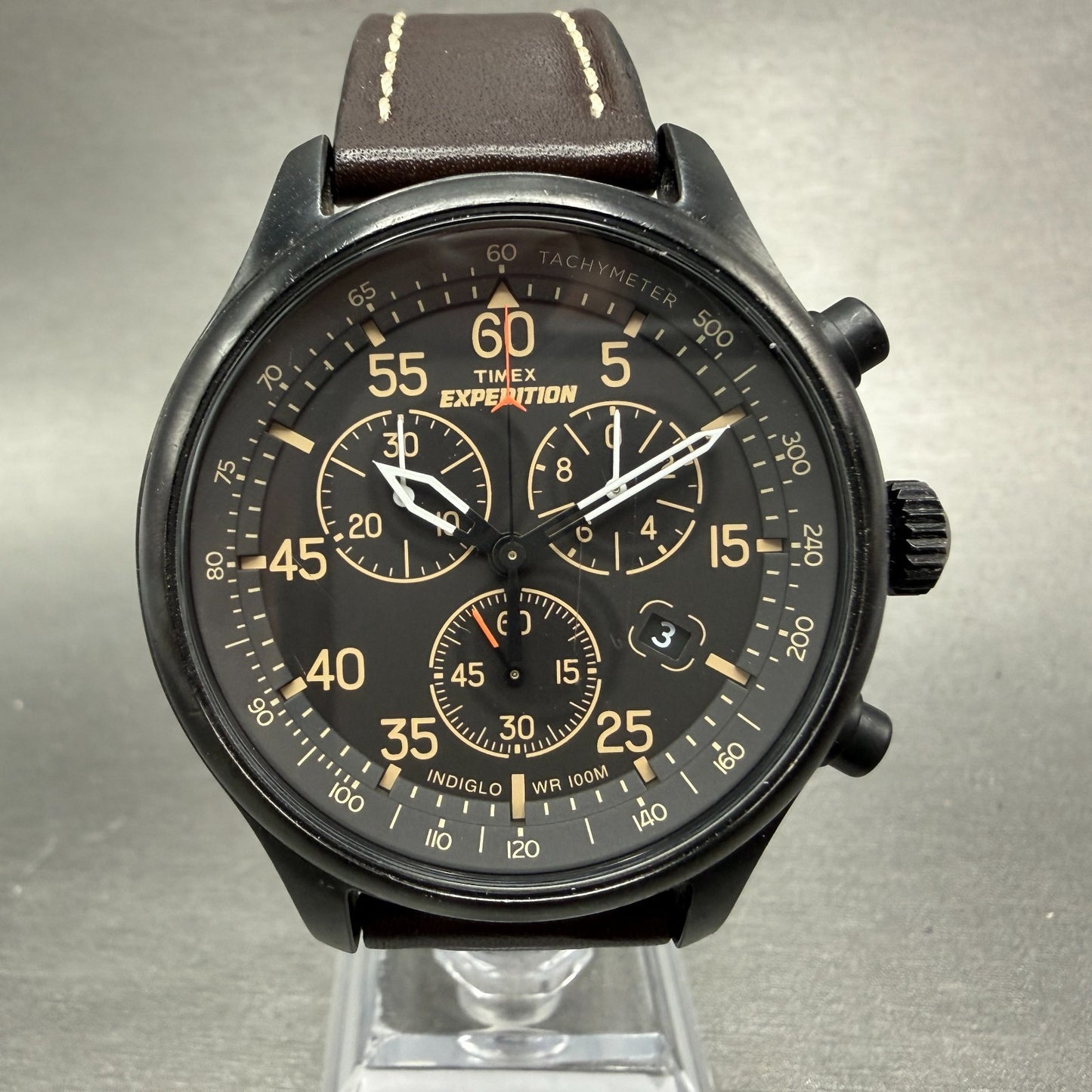 Timex Expedition Field Chronograph Watch Men 43mm Black Dial Black Tone New BatA0