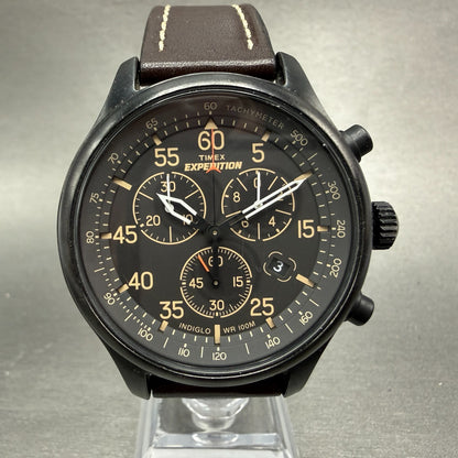 Timex Expedition Field Chronograph Watch Men 43mm Black Dial Black Tone New BatA0