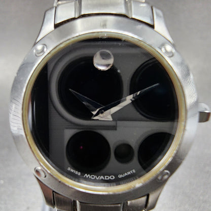 Movado Museum Watch Women 25mm Black Dial Stainless Steel Round New Battery