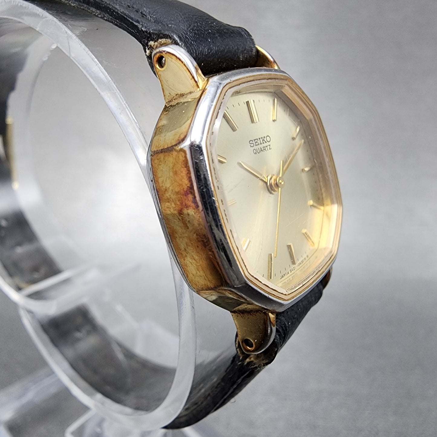 Seiko Watch Women 22mm Champagne Dial Gold Tone Octagon 54215190 New Battery3