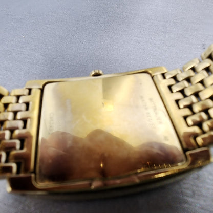 Wittnauer Tank Watch Men 32mm Gold Dial Gold Tone Rectangle 11D000 PARTS10
