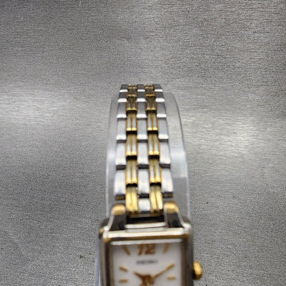 Seiko Tank Watch Women 16mm White Dial Two Tone Rectangle 1N010FH0 New Battery4