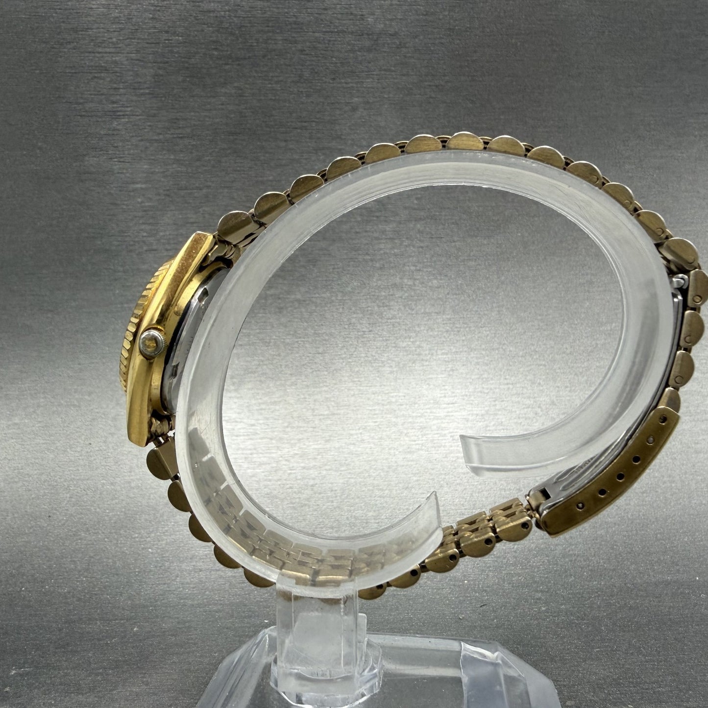 Seiko Watch Women 24mm Black Tone Gold Tone Daydate Round 7N83-0041 New Battery6
