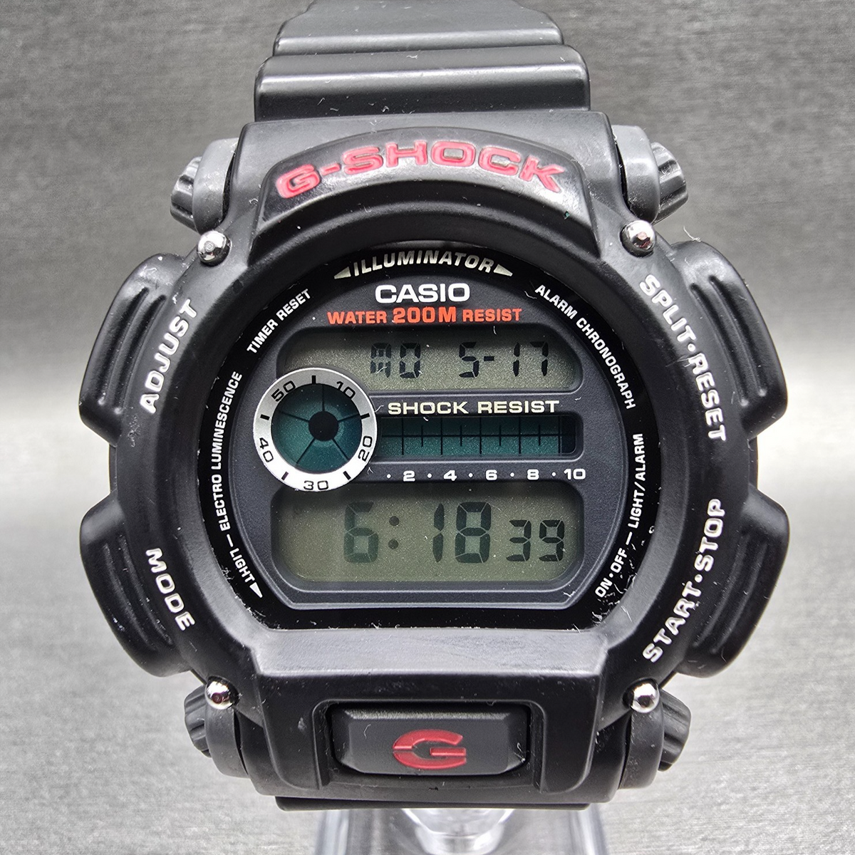 Casio G-Shock DW-9052 Watch Men 47mm Black Red Chronograph Alarm New Battery0