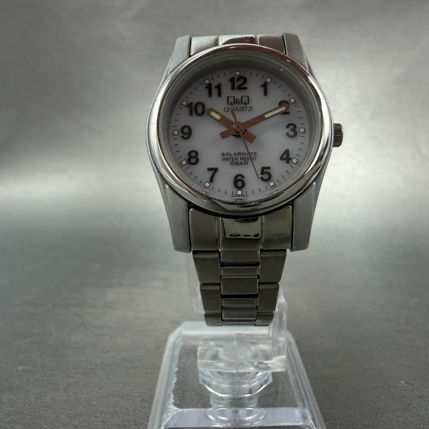 Citizen Q&Q Solarmate Watch Women 27mm White Dial Silver Tone Round EL31 Runs5
