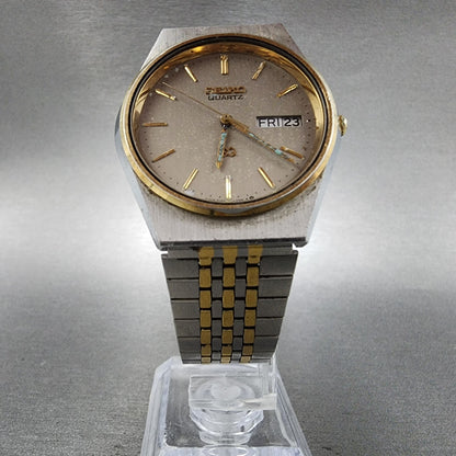 Seiko SQ Watch Men 35mm Gray Dial Two Tone Daydate 8123-7249 PARTS