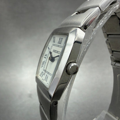 Seiko Tank Watch Women 20mm White Dial Silver Tone Rectangle 1N01-0DA0 New Batt2