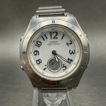 Casio Waveceptor Watch Women 35mm White Dial Silver Tone Analog Digital READ!!!!0