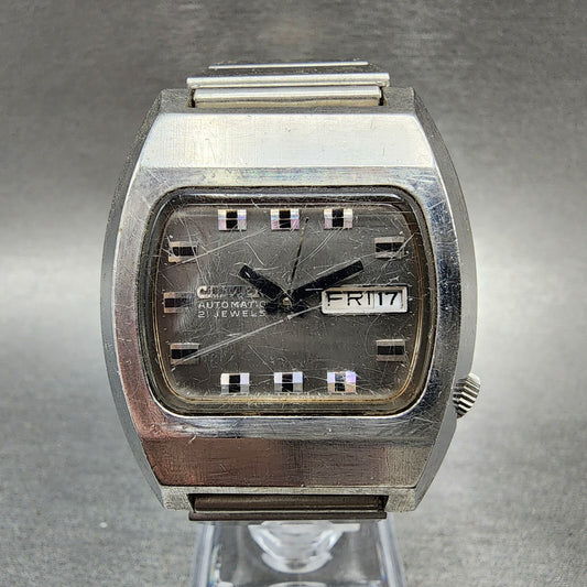 VTG Citizen Automatic Watch Men 36mm Silver Dial Steel Daydate Rectangle READ!!!0