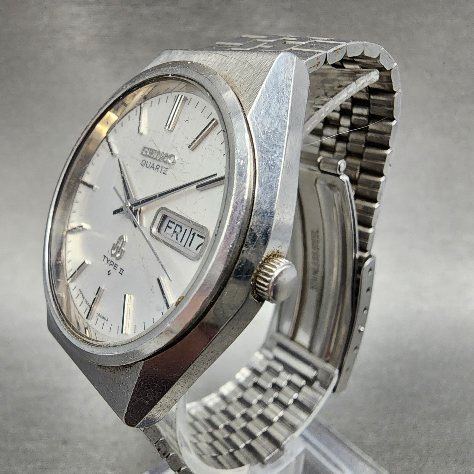 Seiko Type 2 Watch Men 35mm Silver Dial Steel Daydate Round 75468070 PARTS3