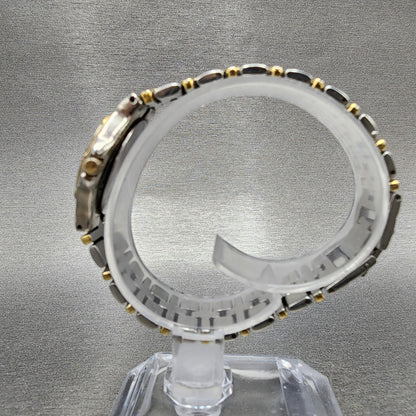 Bulova Watch Women Two Tone White Dial Date 25mm Round 98M36 New Battery6