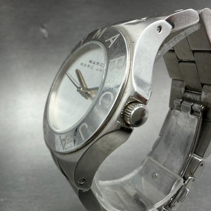 Marc Jacobs Blade Watch Women 36mm Silver Dial Stainless Steel Round New Battery2