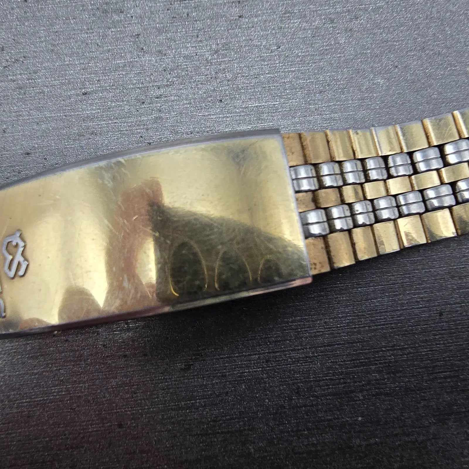 Seiko SQ Bracelet 19mm Stainless Steel Two Tone Tri Folding Clasp READ!!!! Z-0673