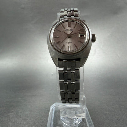 Seiko Maticlady Watch Women 23mm Silver Dial Silver Tone Date 2517-0211 Runs5