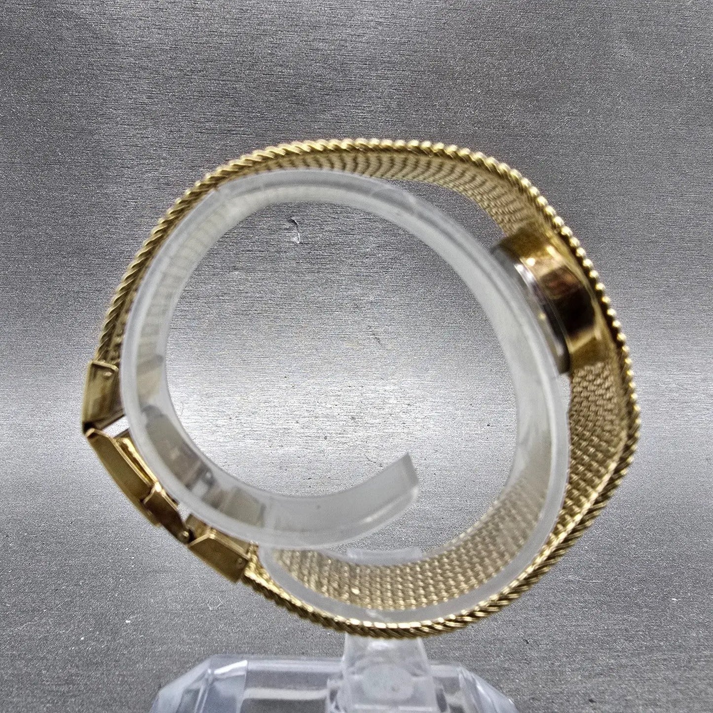 Bulova Watch Women 18mm Gold Dial Gold Tone Rectangle Mesh Band New Battery8
