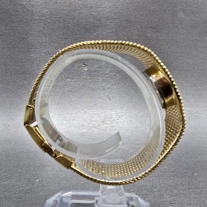 Bulova Watch Women 18mm Gold Dial Gold Tone Rectangle Mesh Band New Battery8