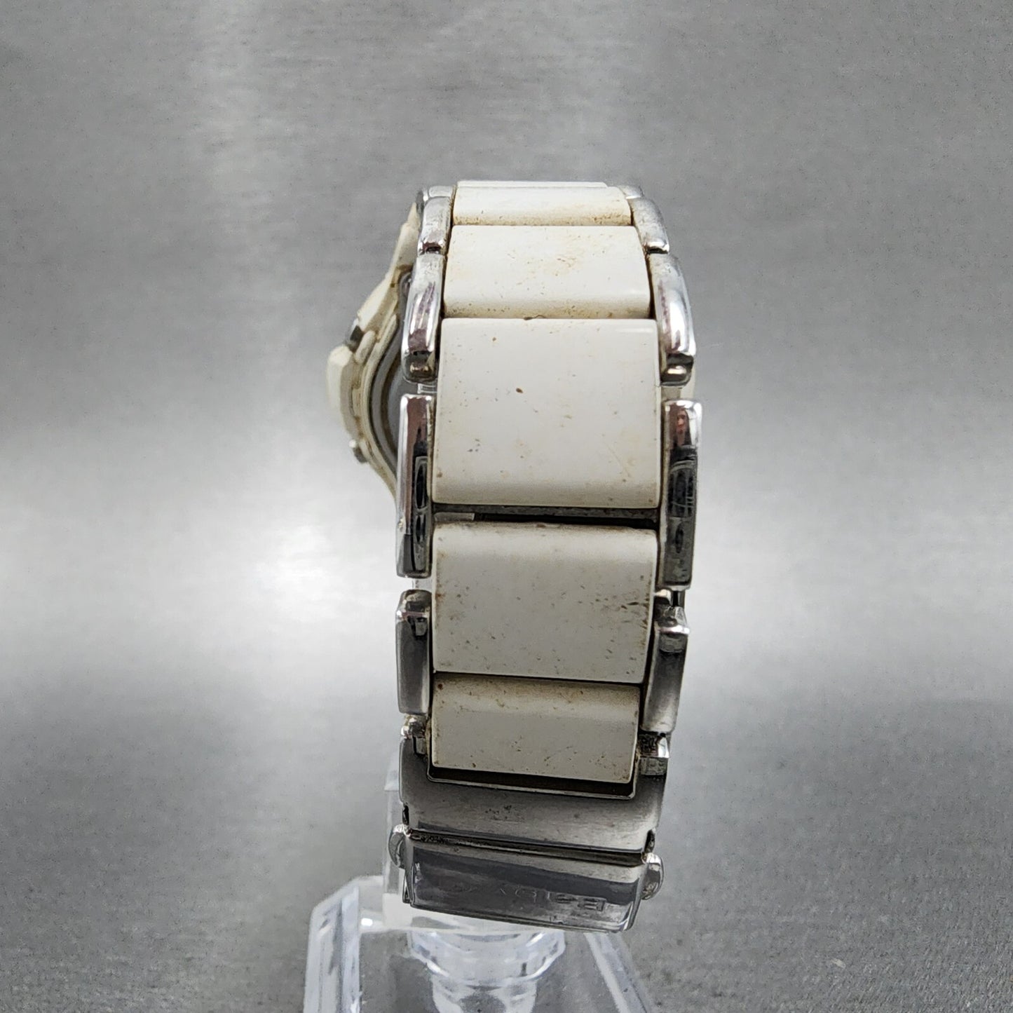 Casio BabyG Watch Women 38mm White Dial Silver Tone Analog Digital Solar7