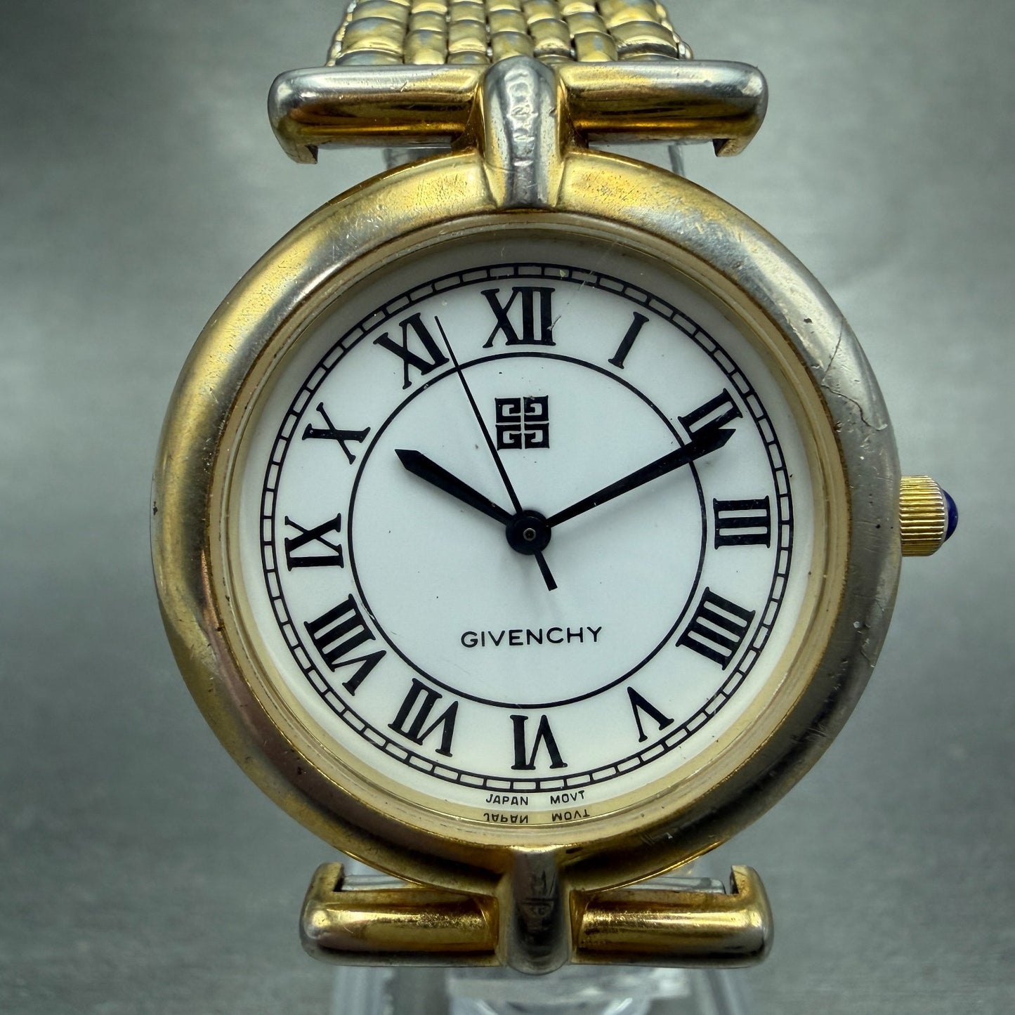 Givenchy Watch Men 32mm White Dial Gold Tone Round PARTS Vintage0