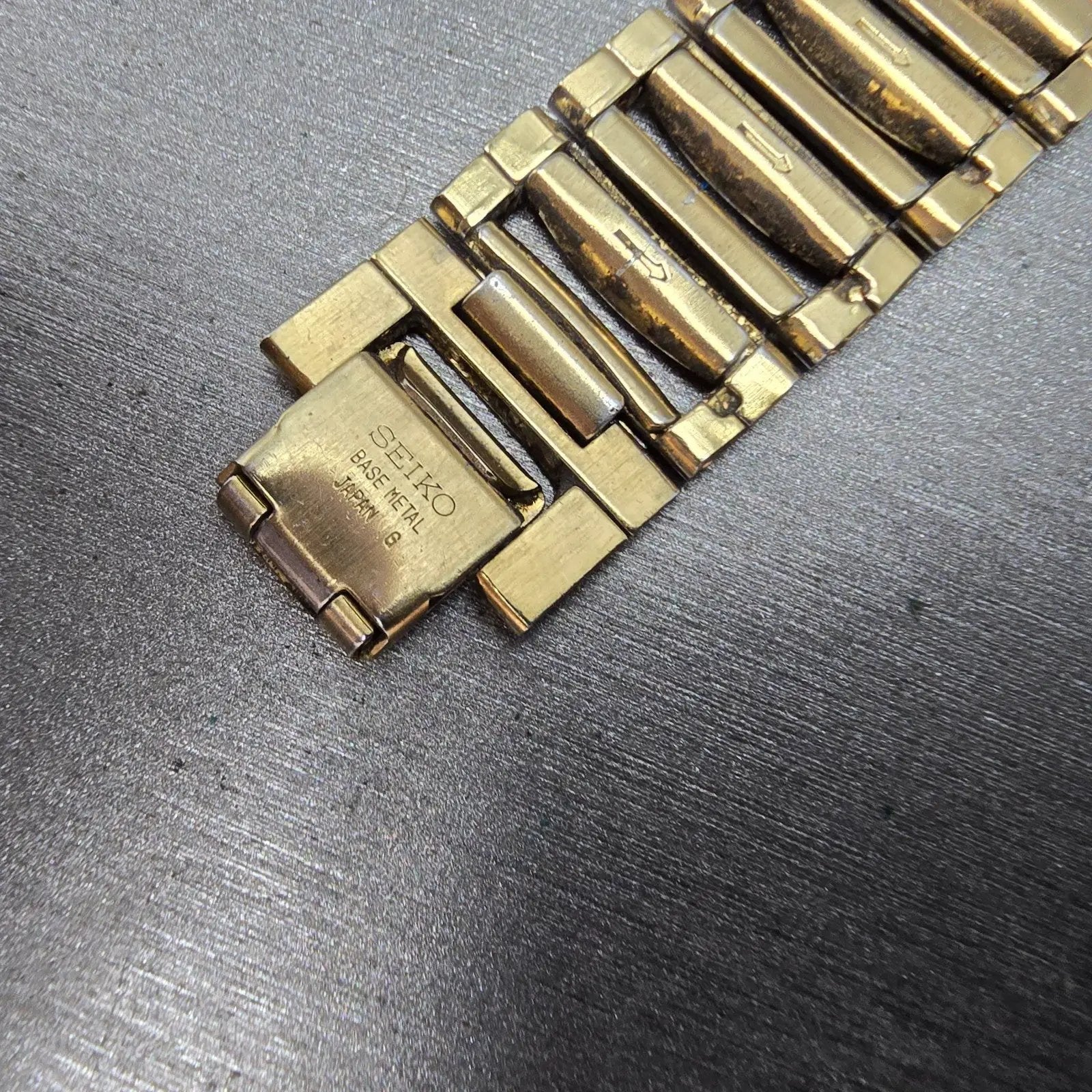 Seiko Bracelet 15mm Stainless Steel Gold Tone Vintage Japan G1395E MISSING CLASP5