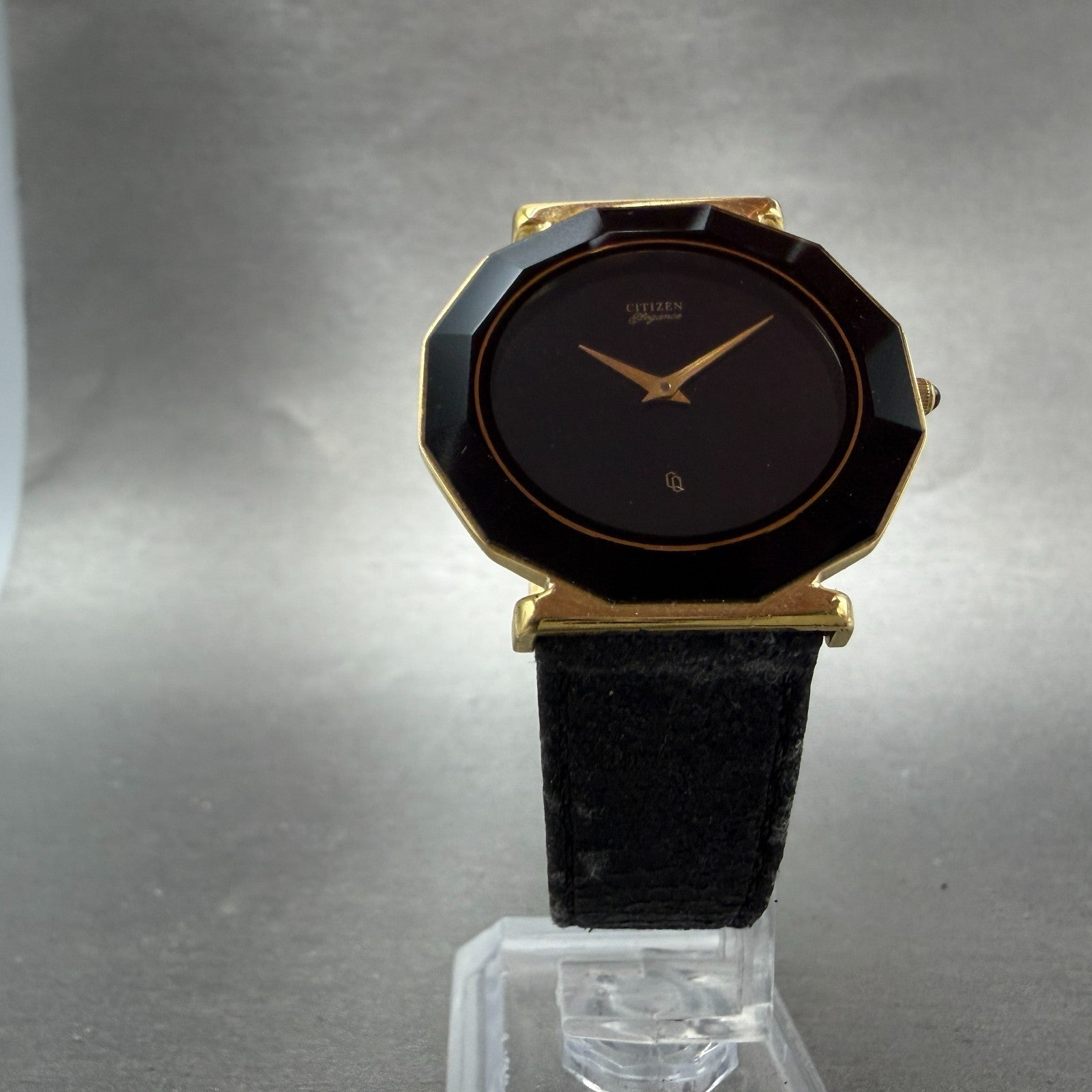 Citizen Elegance CQ Watch Men 34mm Black Dial Gold Tone Round 4620 PARTS Vintage6